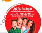 Müller: 20% Rabatt auf alle Spielwaren & Games nur am 01.06.16