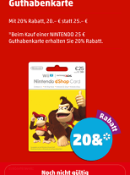 [Offline] Penny: Spar-Coupons der Woche – 20% Rabatt auf Nintendo eShop Guthabenkarten (25€ für 20€)