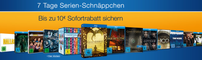 Amazon.de: Neue Aktionen (07.11.16) – 7 Tage Serien-Schnäppchen & Für 150 EUR kaufen, 50% Rabatt