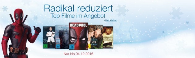 Amazon.de: Wochenaktionen (28.11. – 04.12.16) – 7 Tage Film- und Serien-Highlights / Radikal reduzierte Top Filme & Serien