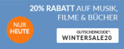 Rebuy.de: 20% Rabatt auf Bücher, Filme und Musik gültig nur am 20.11.2016