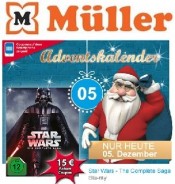 Mueller: Adventskalender am 05.12.2016 – 15€ Rabatt Coupon auf Star Wars: The Complete Saga [9 Blu-rays]