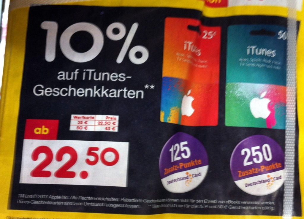 iTunes Karten Rabatt im Dezember 2023: 15 €