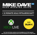 Wuaki.tv: 12 Monate Xbox Live Gold Mitgliedschaft + Mike and Dave need Wedding Dates (HD) für 37,99€