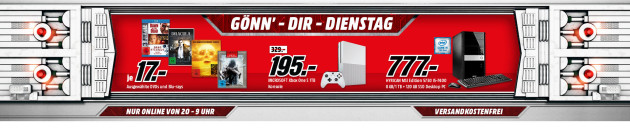 MediaMarkt.de: Gönn Dir Dienstag u.a. Xbox One S 1TB Konsole für 195€