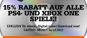 Mueller.de: 15% Rabatt auf alle PS4 und Xbox One Spiele (bis 14.12.17) für mbeat.Digital Leser!