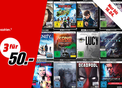 MediaMarkt 3 für 50 4K Blu-rays