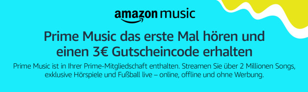 Amazon.de: Prime Music das erste Mal hören und einen 3€ Amazon Gutschein erhalten (bis 10.01.19)