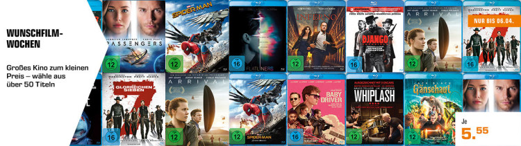 MediaMarkt.de / Saturn.de: Wunschfilmwochen – Blu-rays für je 5,55€