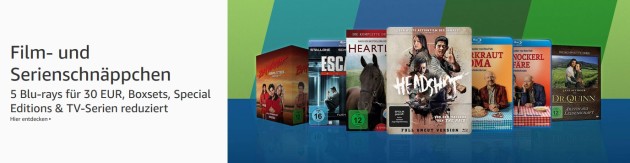 Amazon.de: Film- und Serienschnäppchen u.a. 5 Blu-rays für 30 € (bis 01.09.19)