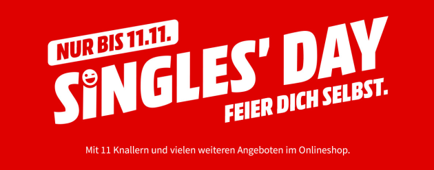 MediaMarkt.de & Saturn.de: Singles Day Angebote (bis 11.11.19) u.a. mit paydirekt 11,11€ Direktabzug erhalten (50€ MBW)