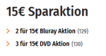 Mueller.de: 2 Blu-rays für 15€ & 3 DVDs für 15€
