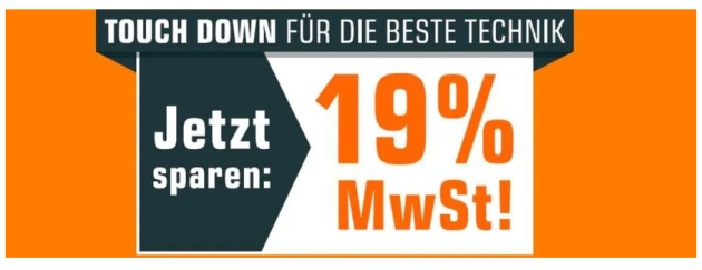 Saturn.de: Ab Sonntag 19% MwSt (entspricht =16%) geschenkt auf alle sofort verfügbaren Artikel