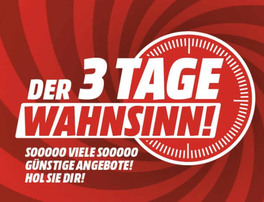 Ab Morgen MediaMarkt 3 Tage Wahnsinn mit 15,97 Rabatt auf Vieles