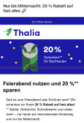 Thalia.de: 20% auf Filme, Spielwaren etc. NUR BIS HEUTE UM MITTERNACHT!