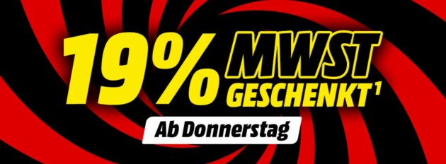MediaMarkt.de: 19% Mehrwertsteuer geschenkt (bis 05.10.2026)