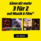 MediaMarkt.de: 3 für 2 auf Musik & Film (144 Artikel)